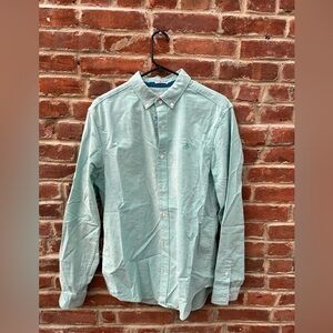 Penguin Teal Long Sleeve Button Down